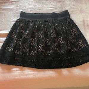 Black lace skirt with band waist for stretch
